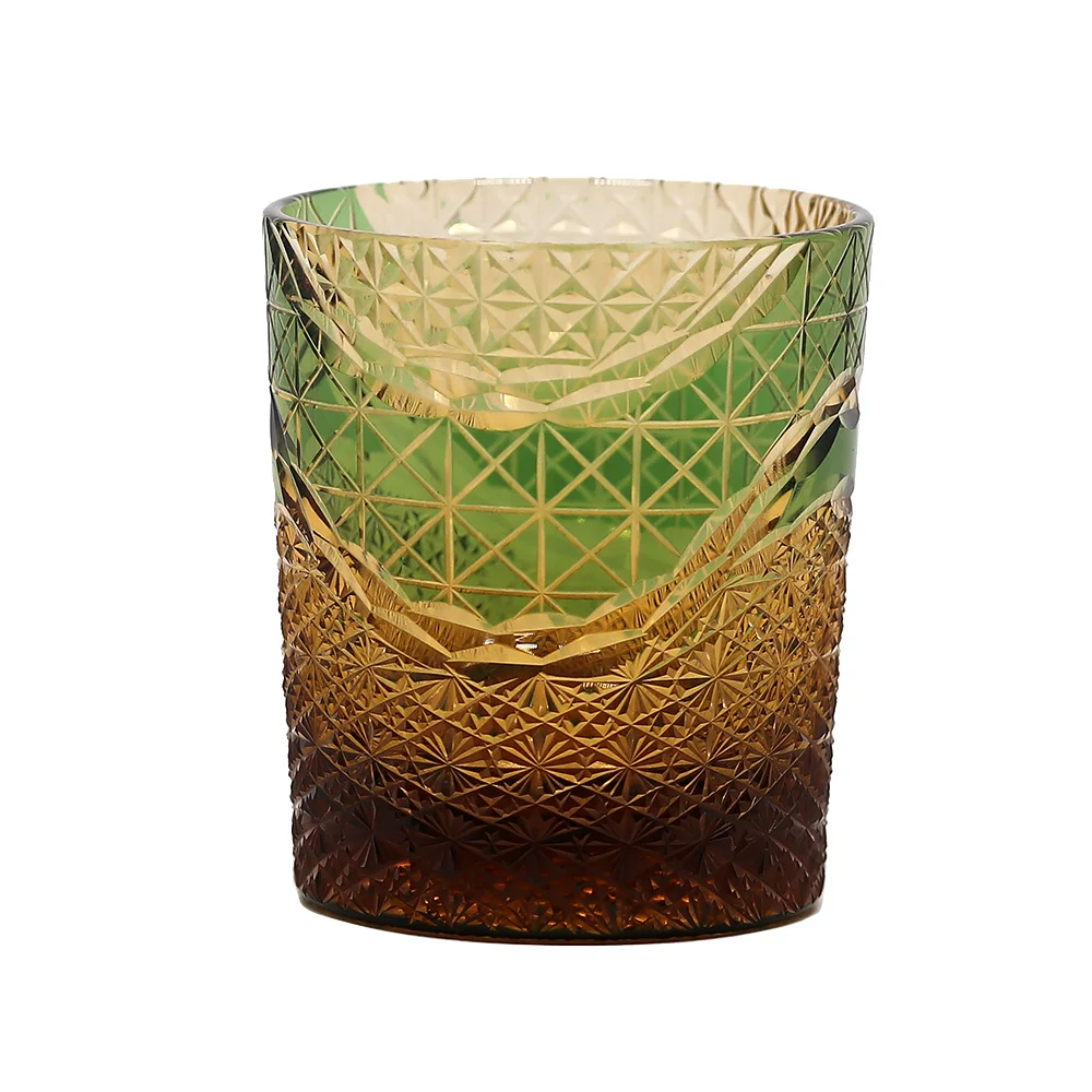 Edo Kiriko wielokolorowa szklanka 9 uncji bursztynowa czerwona kryształowa szklanka do Whisky szkockie okulary z pudełkiem 6 Edo Kiriko wielokolorowa szklanka 9 uncji bursztynowa czerwona kryształowa szklanka do Whisky szkockie okulary z pudełkiem 6