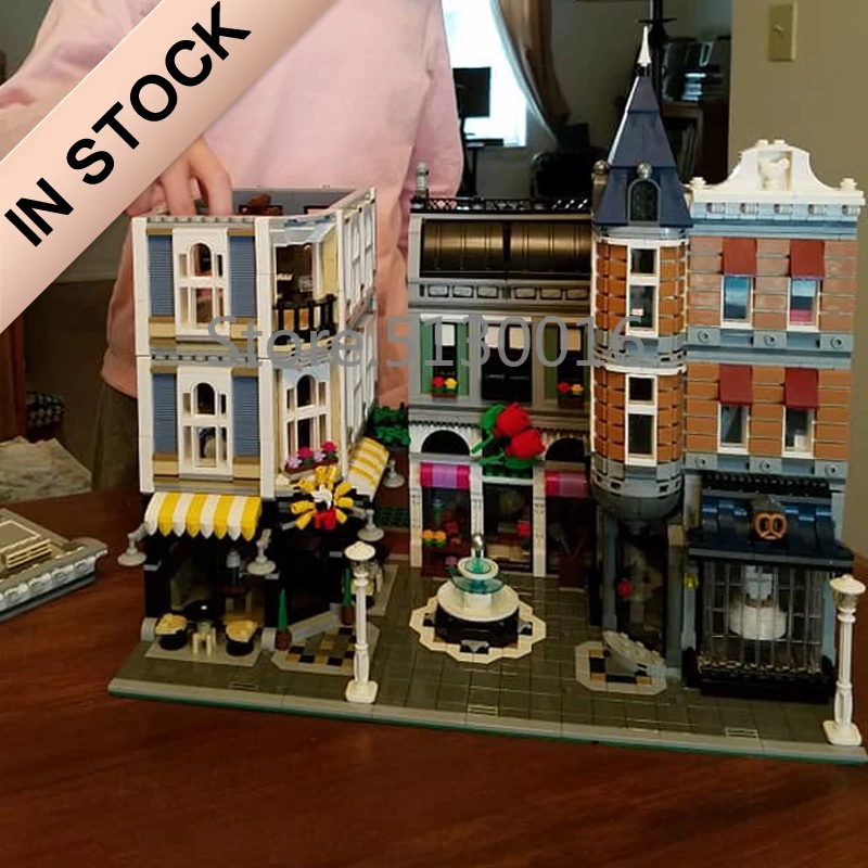 

10255 Creator Assembly Square Romantic Restaurant 15019 4122Pcs Street View Model Building Blocks Bricks Education Toys