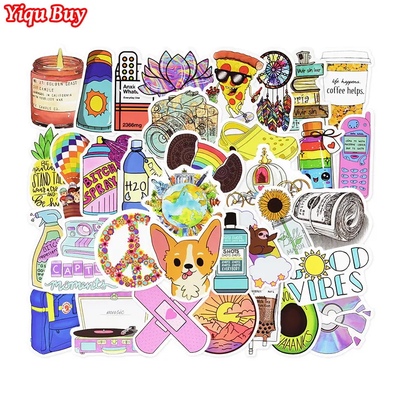 50 Pieces Of Cartoon Vsco Cute Style Stickers, Girls Graffiti Stickers for Scrapbooking Laptops Motorcycles Toys Doodle Sticker 50pcs bag graffiti sticker cartoon removable self adhesive daily life supply stationery sticker doodle sticker