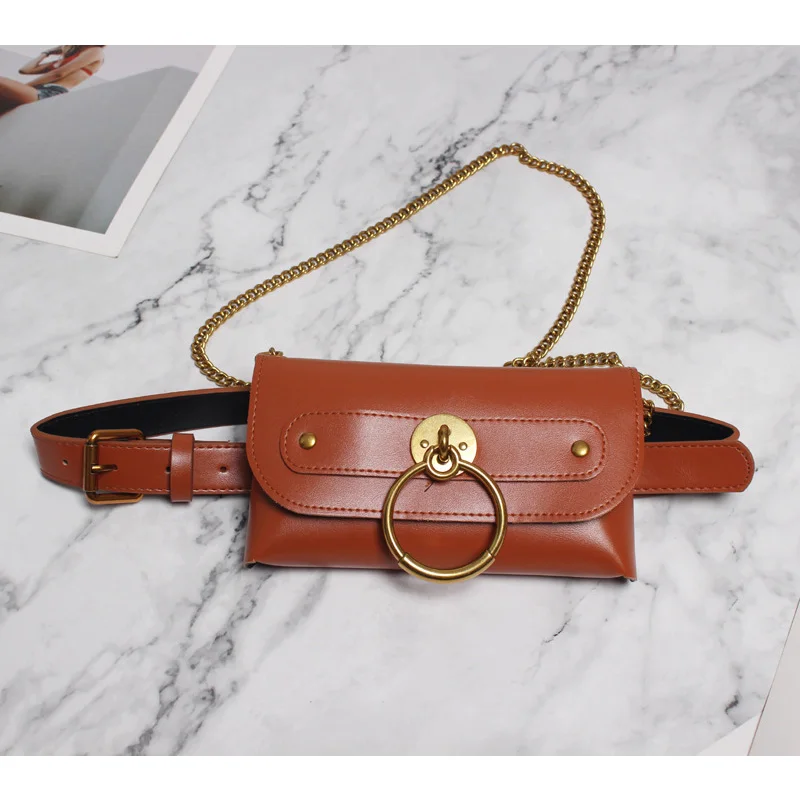 Brown Waist Bag Многофункциональный поясной женский плетеные цепи из искусственной кожи поясной ремень сумка модный Змеиный поясной мини водонепроницаемый нагрудный мешок - Color: Brown Waist Bag