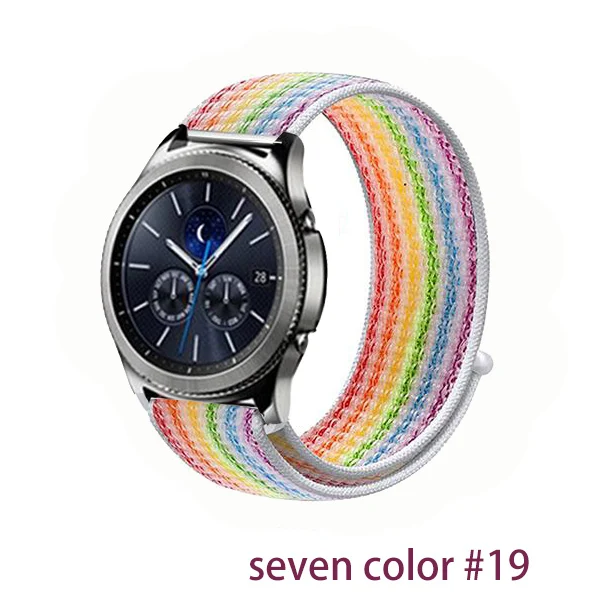 seven color 16 Нейлон pulseira для samsung galaxy watch 46 мм 42 мм gear S3 22 мм 20 мм Frontier классический активный ремешок huami amazfit bip huawei gt 2 - Цвет ремешка: seven color 16
