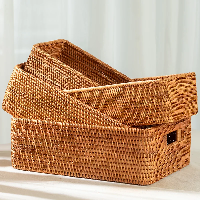 Cabilock Sundries Wicker Baskets for Storage 6 Compartment Caddy Rattan  Decorative Bin Dividers Bathroom Basket Organizer Baskets for Organizing