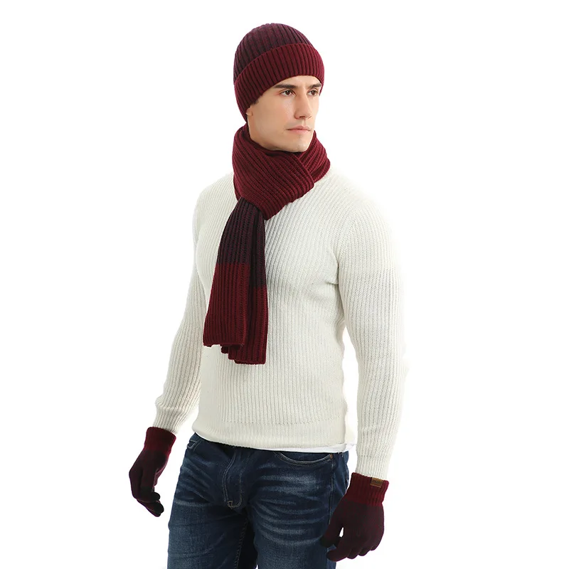 Шапка, шарф, перчатки, набор для влюбленных, Pom Beanie, перчатки для сенсорного экрана, мягкие, теплые, толстые, вязаные, для холодной погоды, подарочный набор, для любителей верховой езды