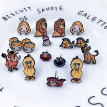 EUPNHY, 1 пара, Мультяшные серьги-гвоздики «Король Лев», «Принцесса Русалочка» для женщин и девочек, уличные белые серьги «Сезам», ювелирные изделия для принцесс