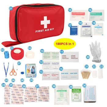 

180PCS in 1 Portable FirstAid Kit Bag Protect Survival Treatment Wilderness Survival Rescue Emergency Kit Treatment Pack Outdoor