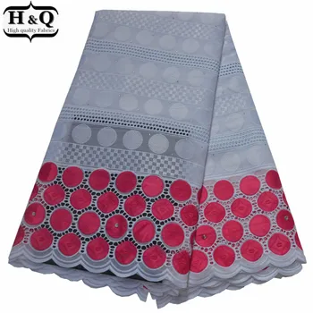 

Nigerian Cotton Fabric Punched African Dry Lace Fabric 5 Yards/Pieces Swiss Voile Lace With Stones Embroidered Lace For Ball