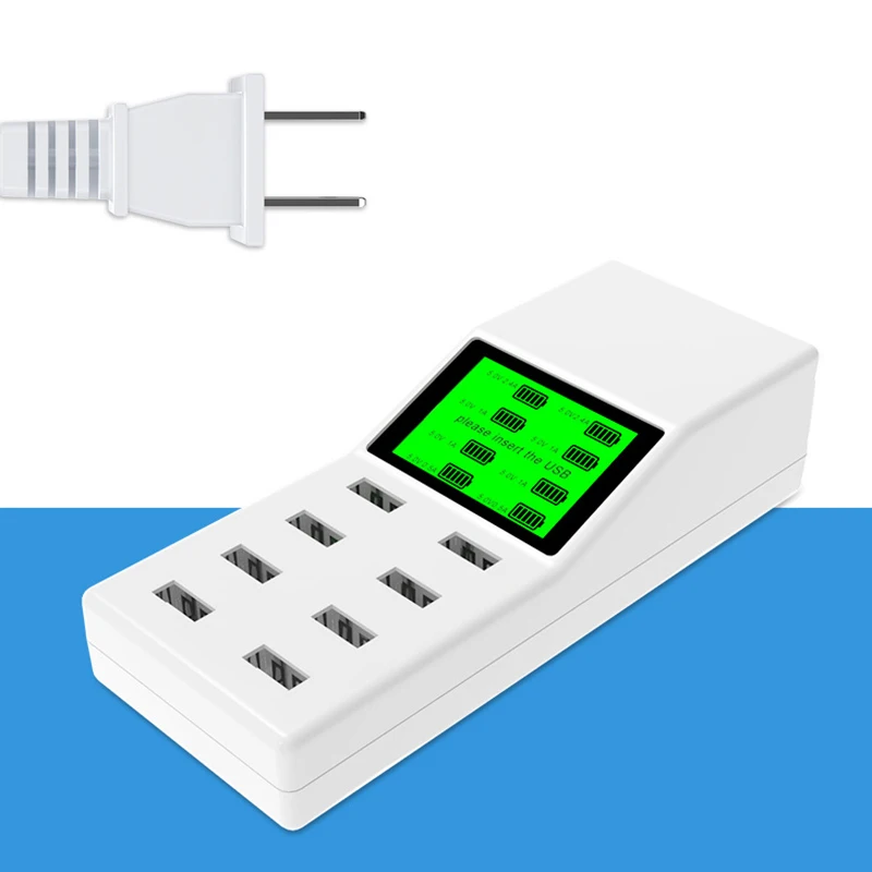 us plug 40 Вт 8A USB Зарядное устройство 8-портовый usb-хаб зарядные станции с ЖК-дисплей Дисплей AS99 - Цвет: us plug