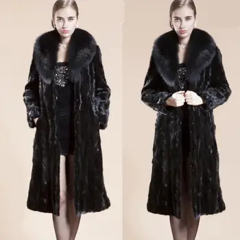 

Autumn and winter faux fur coat jacket women Trench imitation mink fur coat women's fur long coat Outwear S- 4XL black