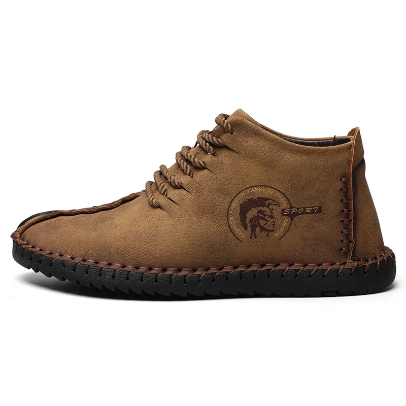 Г. Мужские ботинки теплые зимние кожаные ботинки высокого качества легкие водонепроницаемые ботильоны на меху со шнуровкой новинка, большой размер 48 - Цвет: Brown Boots