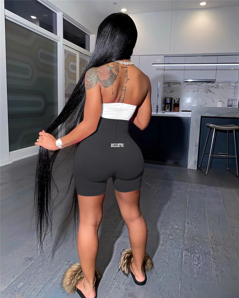 ANJAMANOR Pink Halter Backless Bodycon Cami Romper Sexy Clothes One Piece Outfit Jumpsuit Women Summer 2020 Playsuit D89-AB83
