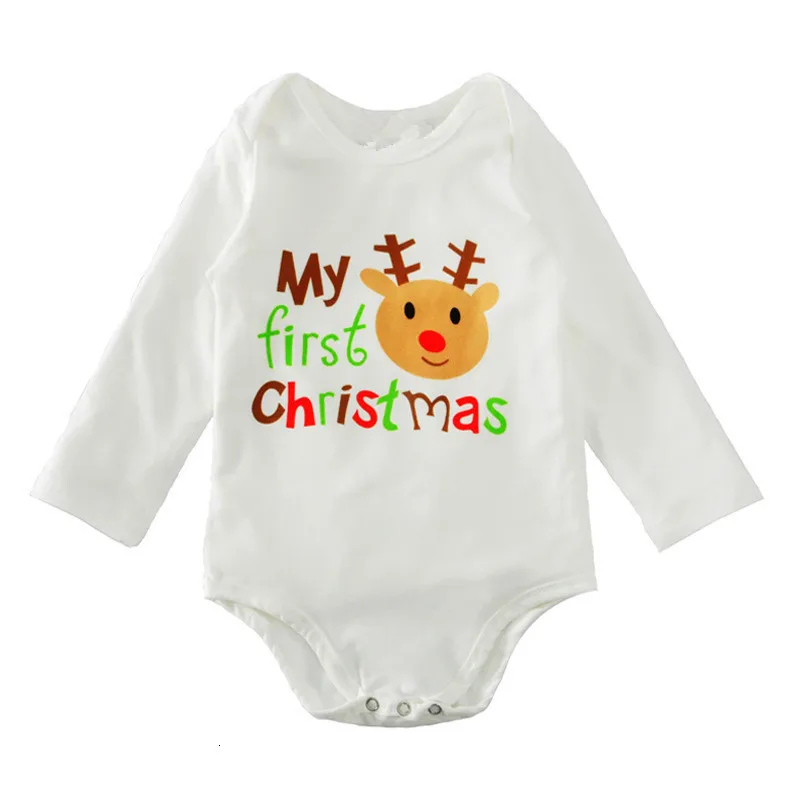 My First Christmas/Одежда для мальчиков; цельнокроеное боди; сезон весна-осень; милая Рождественская одежда для малышей; детские комбинезоны с героями мультфильмов; боди