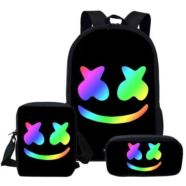 DJ Marshmallow Three Piece Backpack All Match Electronic Music Marshmello School Bag High School Student Travel