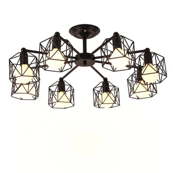 

Modern Chandelier Lighting Black American Iron Cage Ceiling Lamp Light Fixtures Kitchen luminiare Bedroom Living Room Home Ligh