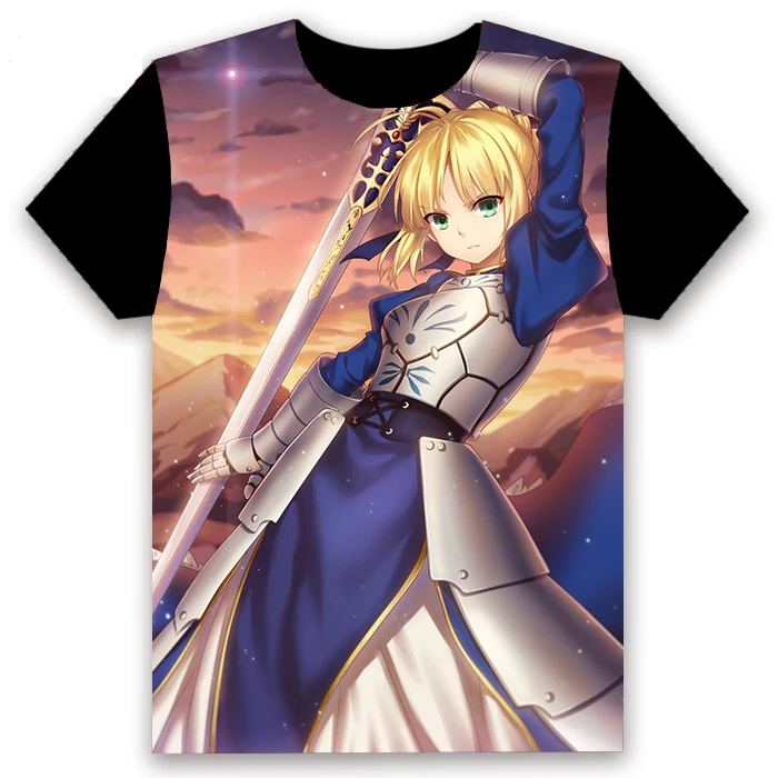 Модная футболка аниме Fate/stay night Altria Пендрагон сабля Косплэй короткий рукав Повседневное черные футболки Лето Забавный Футболка
