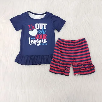 

Brand Casual Toddler Outfits Baby Girl Summer Clothes Newborn Girls Clothing Set Sports Shirt+ Shorts Suits League Print Clothes