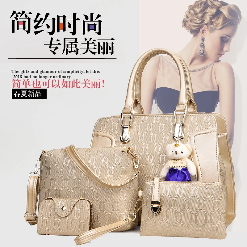 

2016 Winter New Style WOMEN'S Bag Europe And America Elegant Handbag Exquisite Four-piece Set Different Size Bags One-Shoulder O