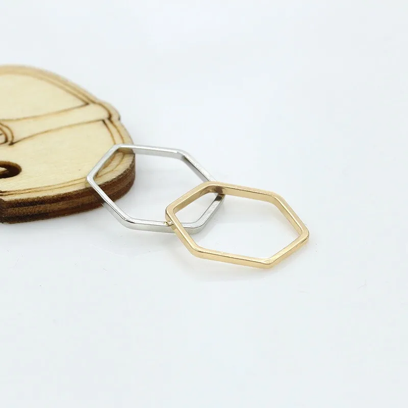 

Thin Hexagonal Simple Personality Ring Gold and Silver Fashion Ring Joint Ring for All Women
