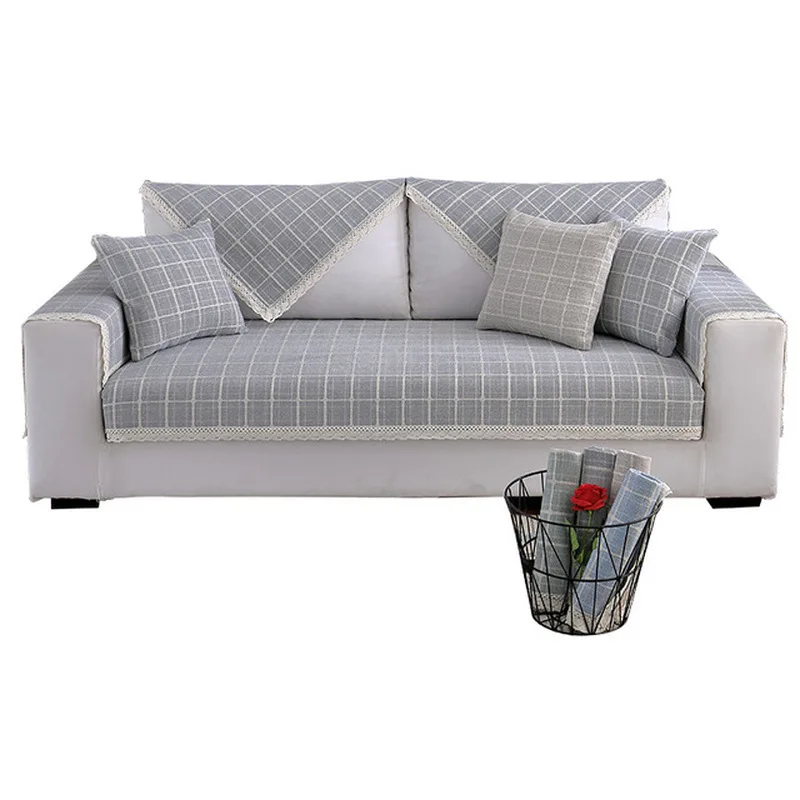 

Woven Cotton Sofa Cover Silicone Non-slip Pet Dog Kids Mat Protector Couch Cover l 1/2/3/4-seater Armchair Cover for Living Room