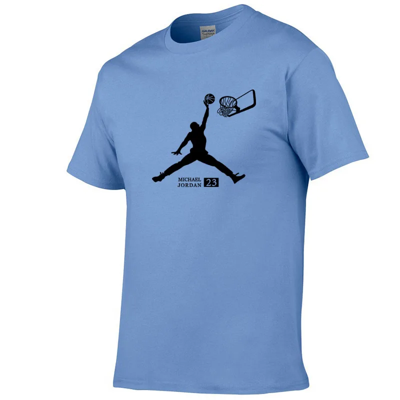 Light blue Летний бренд 11 цветов с круглым вырезом Мужская Джордан 23 футболка хлопок модная футболка Фитнес Повседневная Мужская сверхъестественная футболка - Цвет: Light blue
