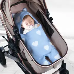 Зимние теплые спальные мешки с капюшоном для новорожденных, декоративное полотенце для младенцев, вязаная Пеленка, детский Пеленальный