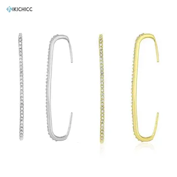 

Kikichicc 925 Sterling Silver Cuffs Bar Clips Earrings Long Big Women Crystal 2020 Best Gift Open Earcuffs Female Jewelry