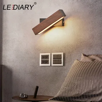 

LEDIARY Nordic Living Room Wood Grain Wall Lamp 3 Emitting Color Change 110-240V Rotatable Wall Sconce Decoration Bedroom