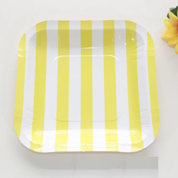 Wholesale High Quality Color Stripe Disposable Paper Plate, Suitable