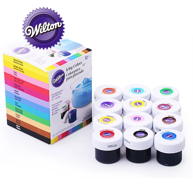 Цветная пищевая добавка Wilton 12 шт. на основе геля для глазури помадки торта