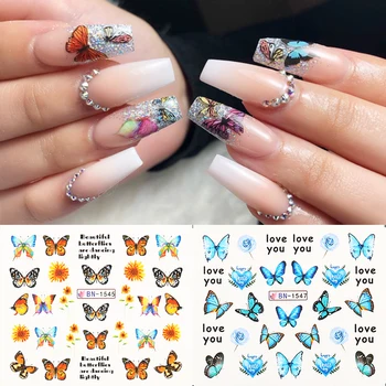 

1 Sheet 12pcs Nail Art Transfer Foils Nail Sticker Tip Decals Decoration Design DIY Butterfly Pattern Manicuring Tools