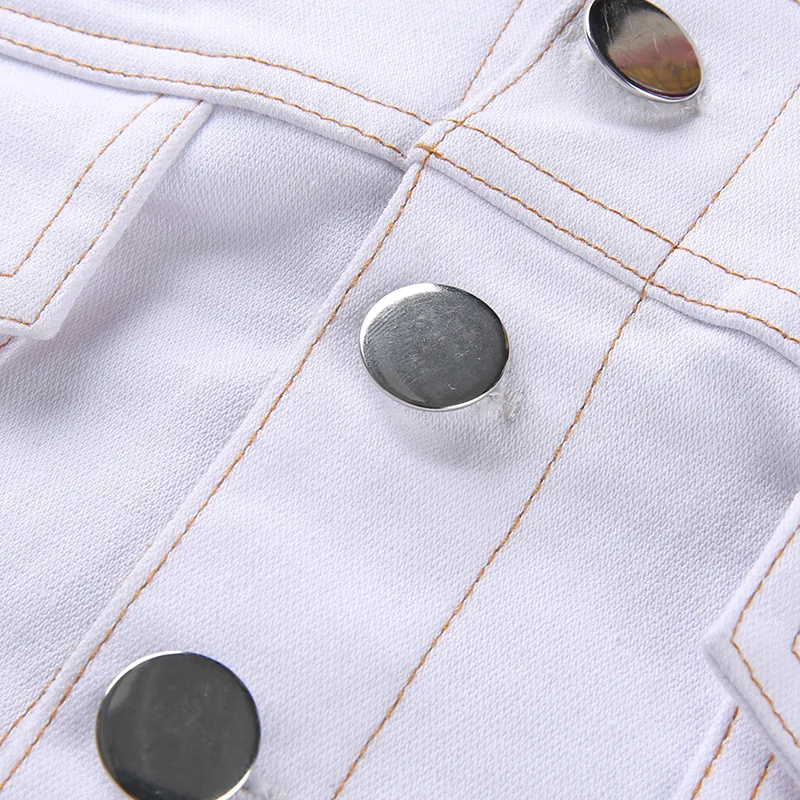 New Women White Tank Tops& Camis Sleeveless Sexy Slim Fit Strapless Vest Summer Basic Tanks Top With Button Close-fitting