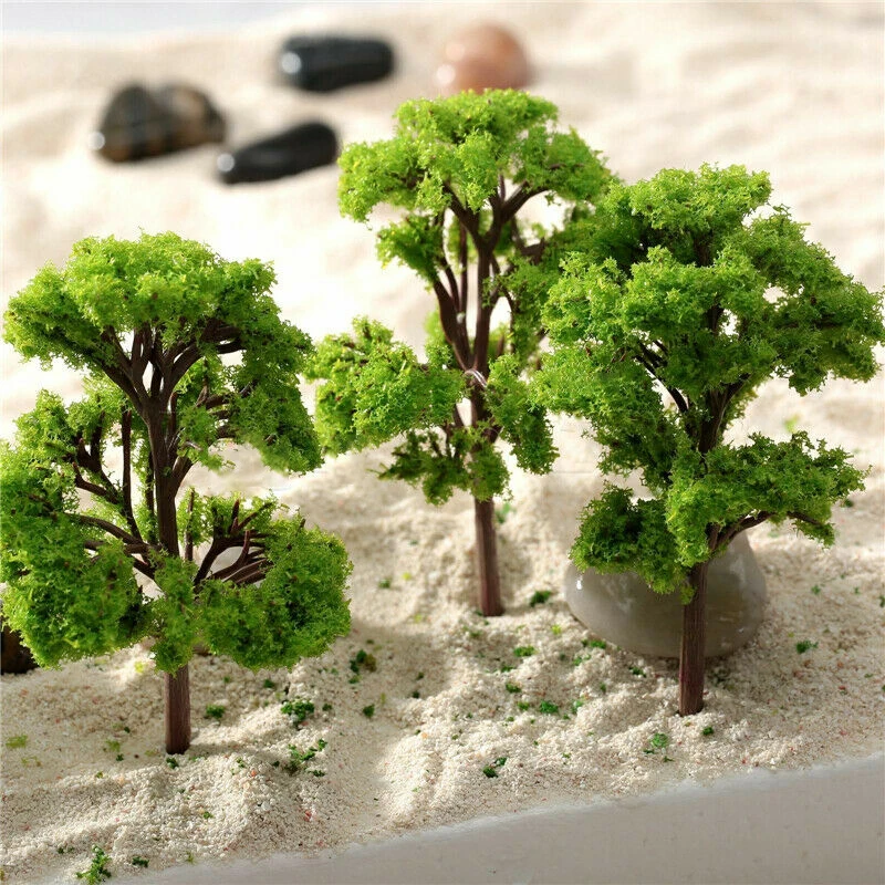 20PCS White+Green Tree Model Miniature Railroad Scenery Artificial Wargame Diorama  Supplies for Micro Landscape Garden Ornament - AliExpress