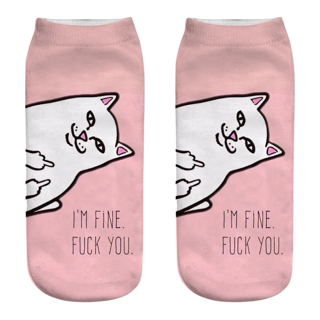 

New RIPND Middle Finger Cat Licking Cat Alien 3D Printing Socks Ladies Casual Fashion Cute and Interesting Boat Socks