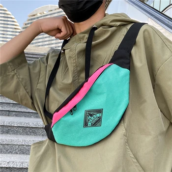 

Chest Bag Men's Fashion Brand Bag Personality The Crossbody Bag Contrast Color Waist Bag 2020 Shoulder Bag Phone Bag Female Cool