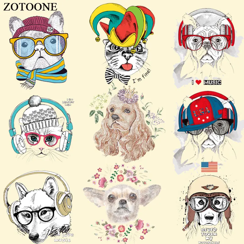 Милые наклейки ZOTOONE с рисунками животных и цветов железные на одежду футболки