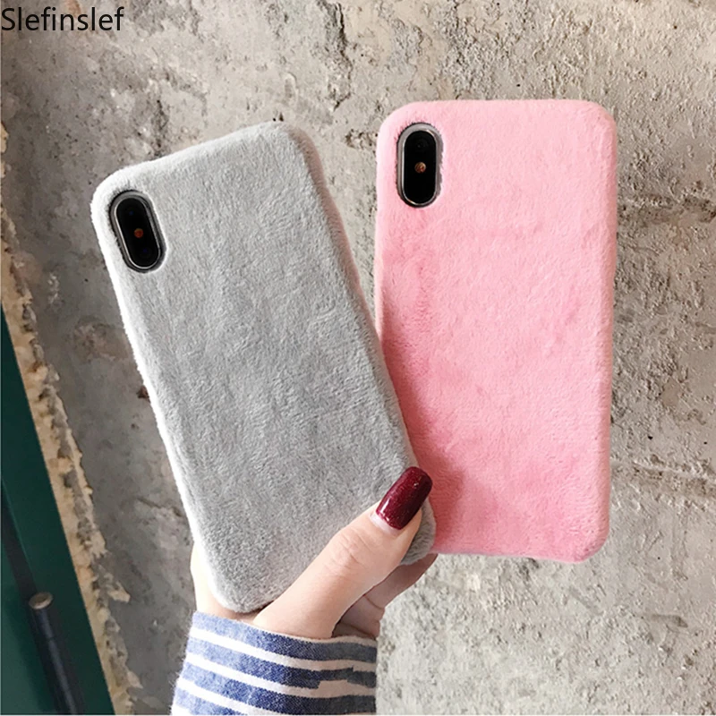 Пушистый чехол для iPhone 11 Pro Max зимний теплый мягкий меховой Плюшевый X XS XR 6 6S 7 8 Plus |
