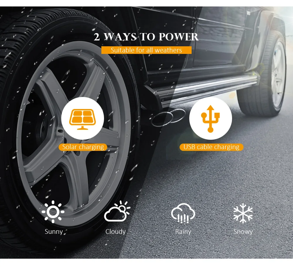 S2 Солнечная TPMS usb зарядка в реальном времени-прибор для определения времени цифровой 2,4-дюймовый экран с 4 датчиками IP67 0-99 psi система контроля давления в шинах