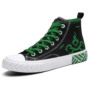 

Men's Vulcanize Shoes Classic Canvas Shoes Solid Lace-up Casual New Fashion Man Designer Sneakers Flat High Top Canvas Shoes