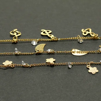 

1M Note Flower Rhinestone Pendant Gold Copper Chains Fit Fashion Women Gift Jewelry DIY Boho Necklace Bracelet Anklet Supply