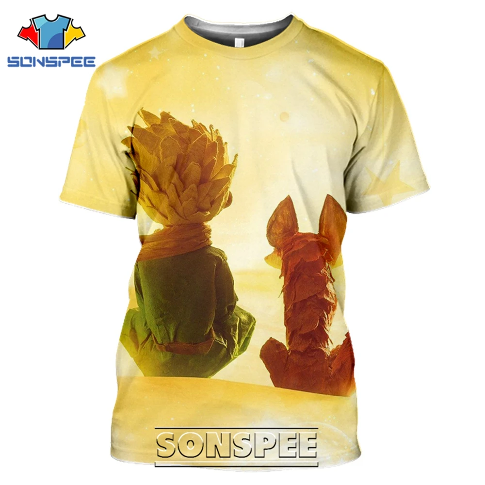 SONSPEE T-shirts The Little Prince 3D Print Men Women Funny Casual Hip Hop Streetwear Cartoon Movie Rose Tees Tops Shirt (4)