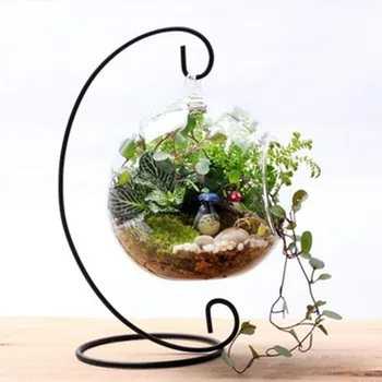 

23CM Practical Hanging Metal Iron Candlestick Candle Holder Flower Vase Plant Glass Bottle Stand for Home Decoration