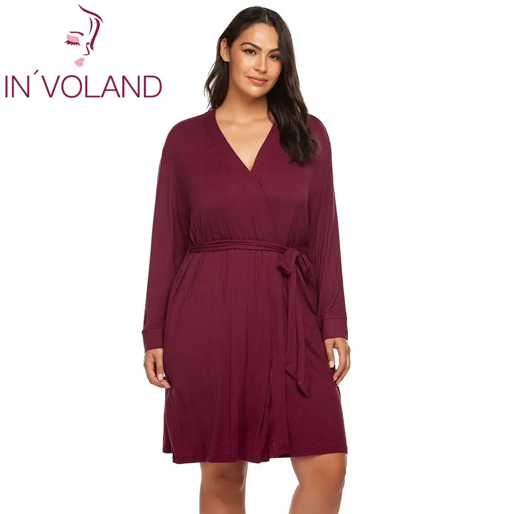 Женский халат большого размера мягкая Домашняя одежда кимоно с длинными