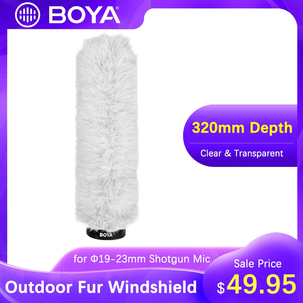 BOYA BY-P320 Fur Windscreen Furry Windshield Muff Inside Depth 320mm for Shotgun Capacitor Microphone Wind Shield Mic Protection |