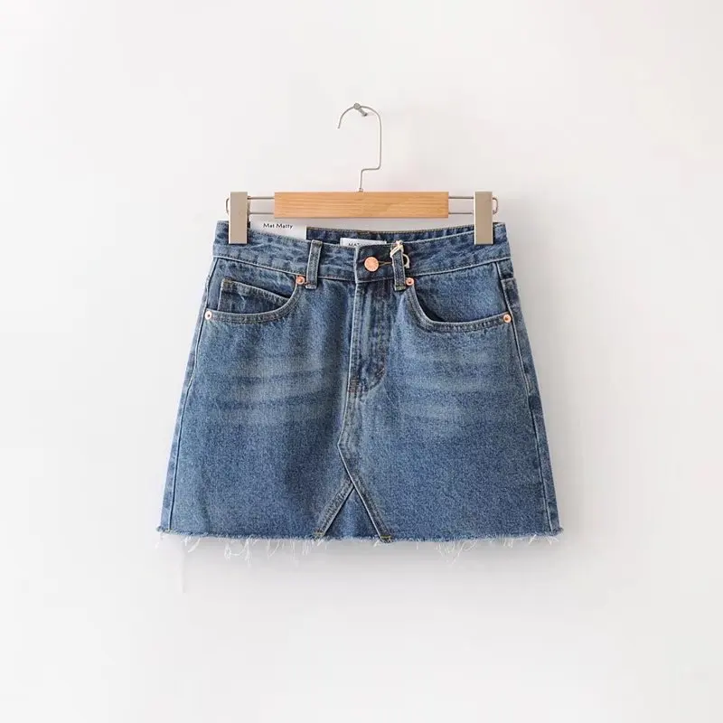 

2018 Western Style Spring And Summer WOMEN'S Dress New Style Frayed Denim Skirt