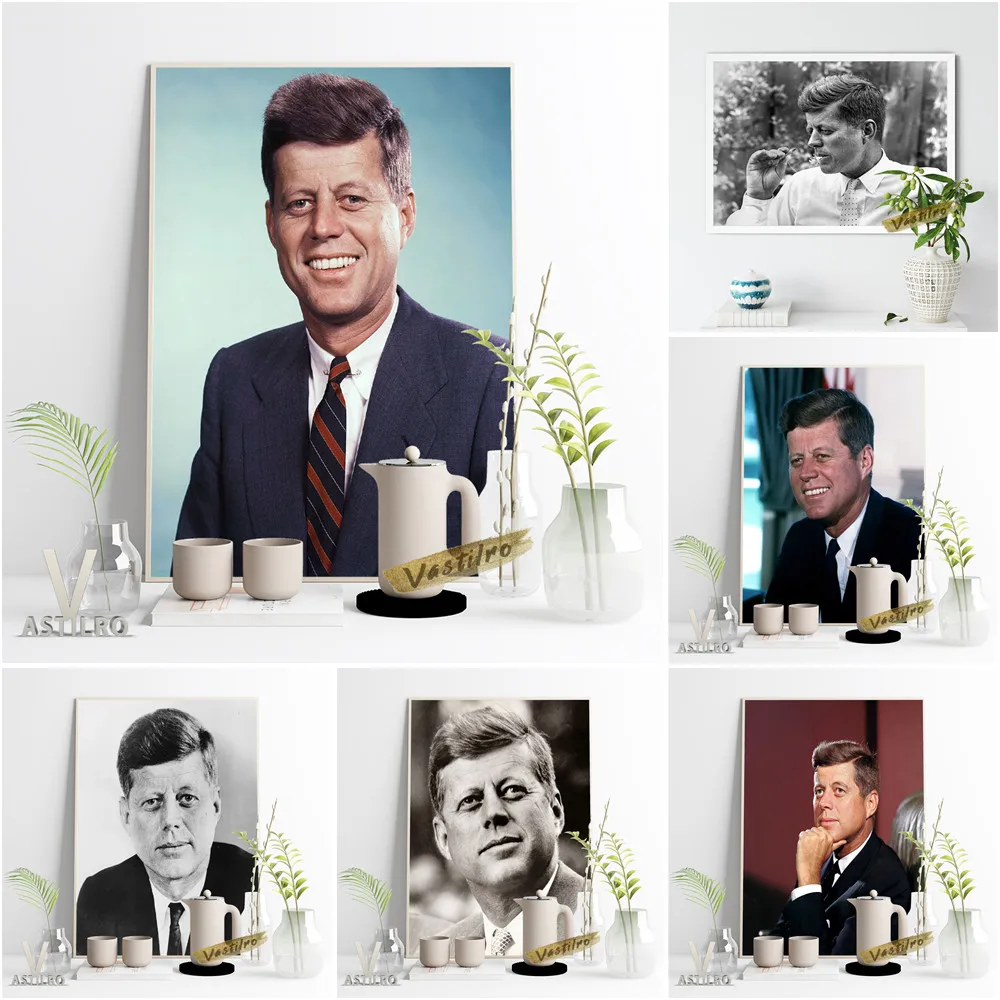 

John F. Kennedy Great Celebrity Black White Poster Art Prints Canvas Painting Living Room Bar Pub Club Home Decor Wall Pictures