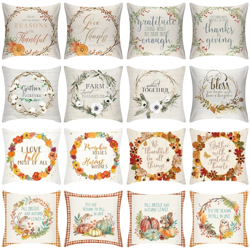 

Halloween Thanksgiving Pumpkin Cushion Cover Polyester Farmhouse Decor Pillow Case Home Decor Sofa Car Kussenhoes Cojines