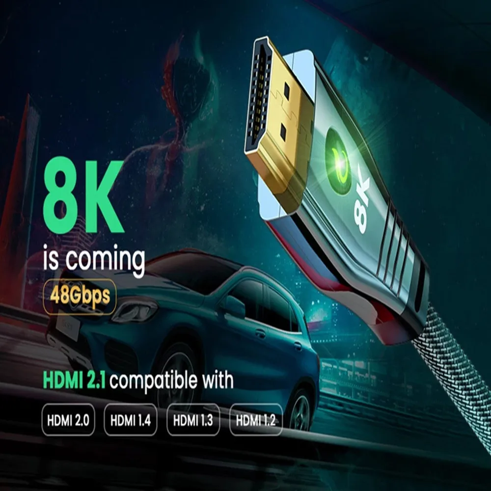 Cavo Hdmi 2.1 Ad Alta Velocità 8K Compatibile 48Gbps 8K @ 60Hz 4K @ 144Hz Dsc Hd Cavo Intrecciato Hifi Per Roku Ps5 Xbox Samsung Qled Apple Tv