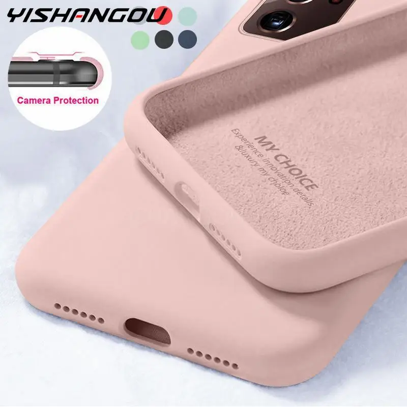 

Original Liquid Silicon Case for Samsung S20 FE Note 20 Ultra A51 A71 A21S A31 S10 S9 S8 Plus Official Color Thin Soft Cases