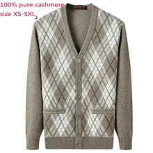 Новинка, высококачественный кашемировый кардиган, толстый свитер, пальто, повседневный вязанный компьютерный кардиган с v-образным вырезом, однобортный, большие размеры, XS-5XL