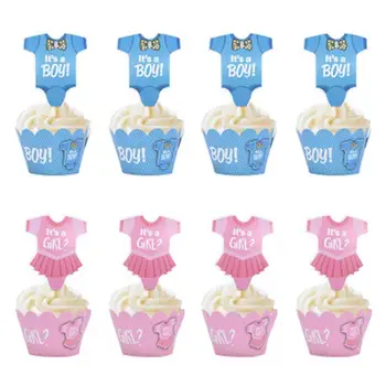

24pcs Its a Girl Boy Baby Shower Cake Decor Baby 2 1st 1 One Birthday Party Decor Gift Babyshower Supplies