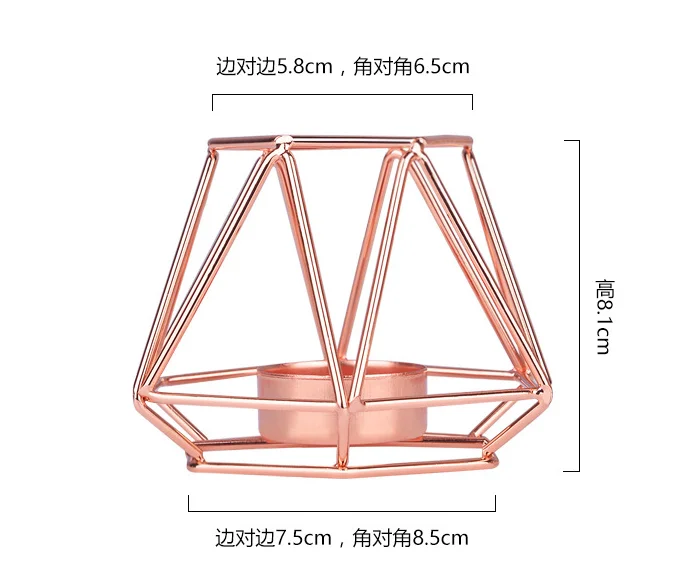 Скандинавский геометрический Золотой кованый железный подсвечник, украшение, розовое золото, ароматический подсвечник, украшение стола, подсвечник, Настольный - Цвет: B